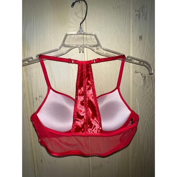 36B Victoria's Secret Bra Very Sexy Padded Push Up Red Satin Valentine's Day - Picture 4 of 8